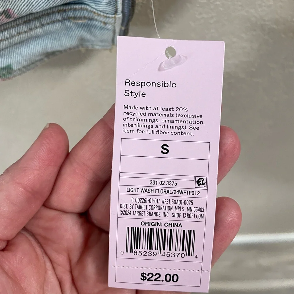 NWT 90’s Style Jean Bustier Crop Top w/ Pink Floral Design - Picture 11 of 12